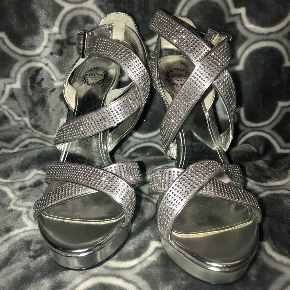 LMiller blinged out heeled sandals